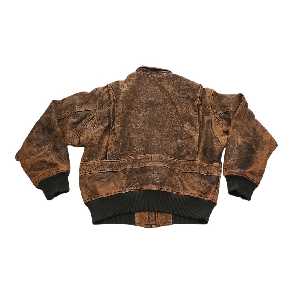 Vintage 1987 Avirex G-2 US Navy Flight Jacket Brown Distressed Leather Bomber - Picture 8 of 10